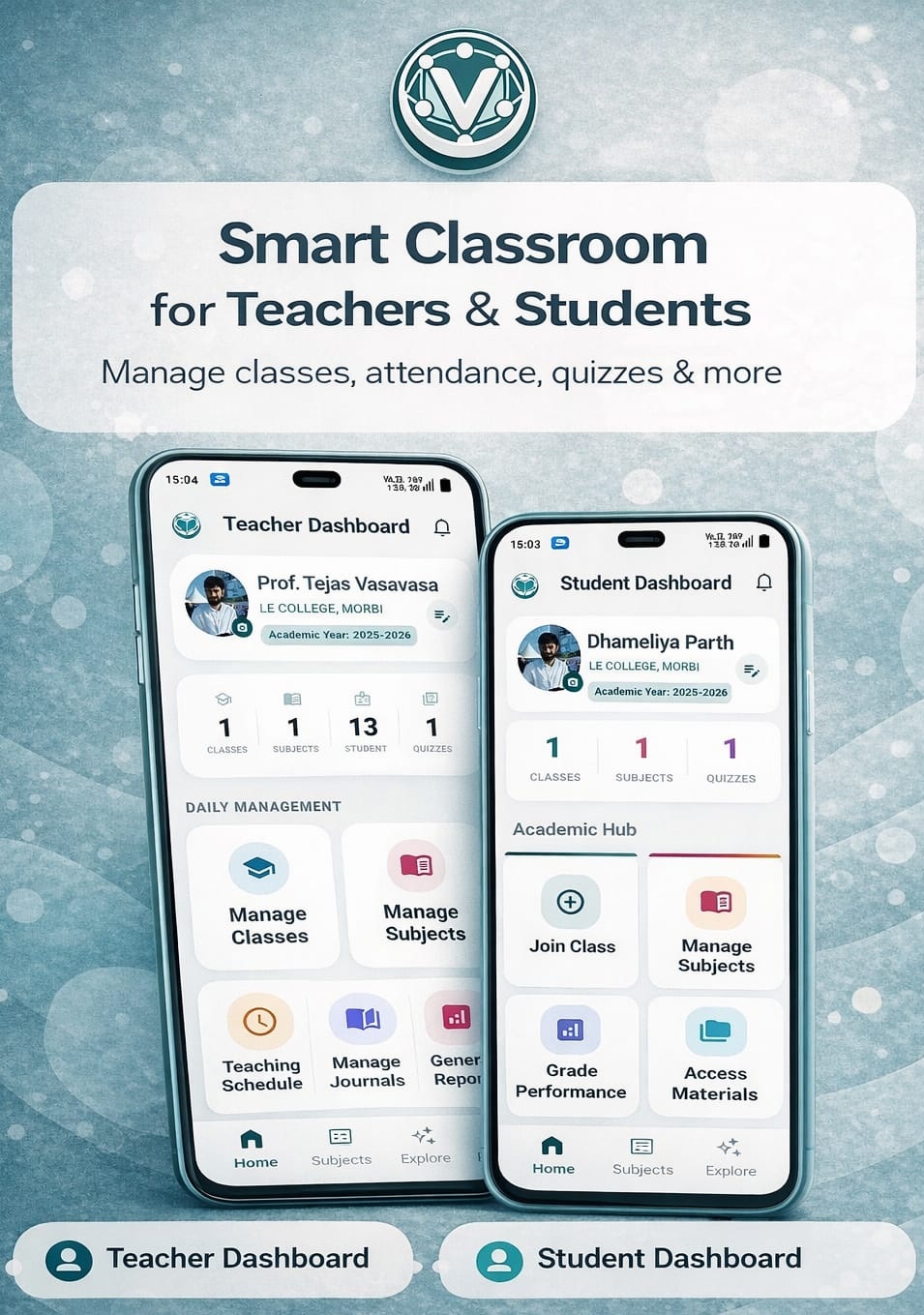 Class management, attendance and grades in the Veda teacher app